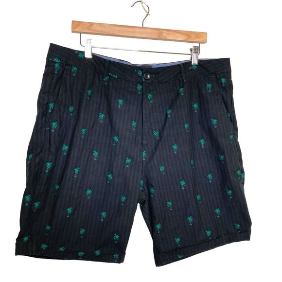 Scotch & Soda Shorts Mens 38 Blue Chino Cotton Embroidered Palm Trees Straight - Picture 4 of 13